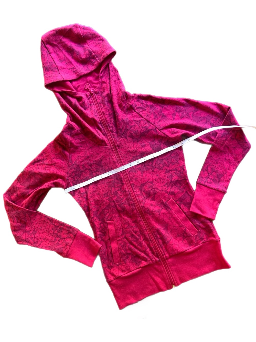 Bench Hot Pink Zip-Up Hoodie Jacket with Geometric Print Medium - Picture 10 of 16